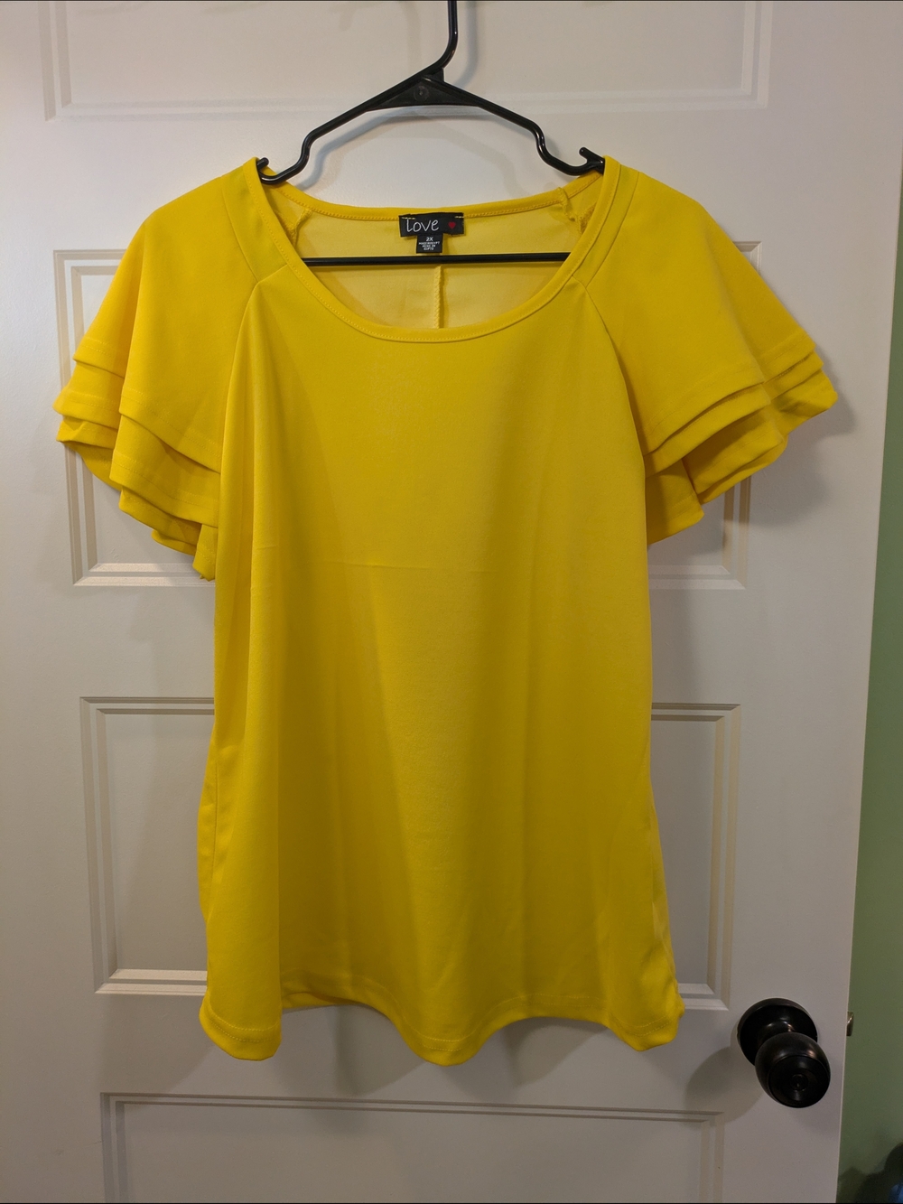 Love Brand Women's Yellow Ruffle Sleeve Top